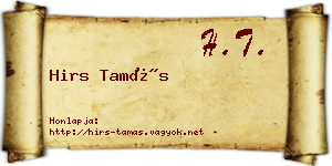 Hirs Tamás névjegykártya